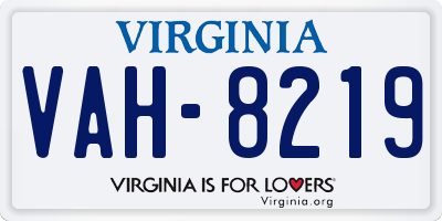 VA license plate VAH8219