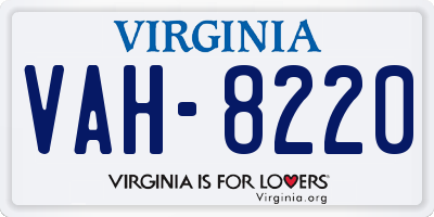VA license plate VAH8220