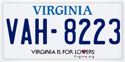 VA license plate VAH8223