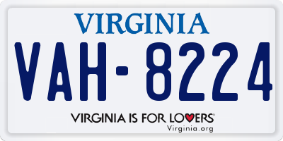 VA license plate VAH8224