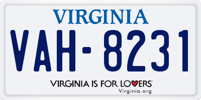 VA license plate VAH8231