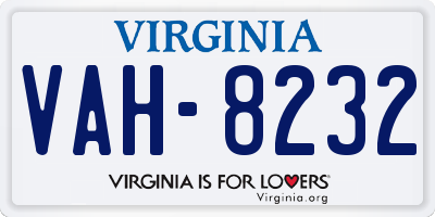 VA license plate VAH8232