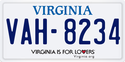 VA license plate VAH8234