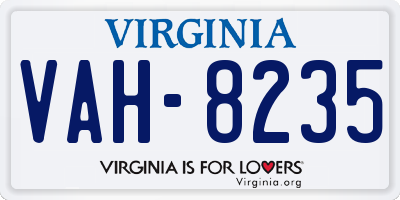 VA license plate VAH8235