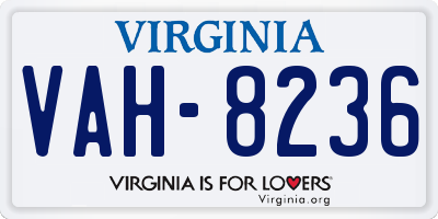 VA license plate VAH8236