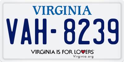 VA license plate VAH8239