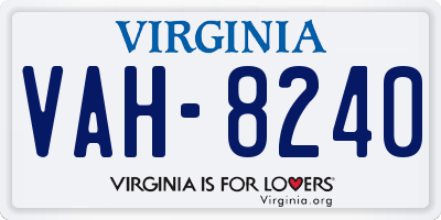 VA license plate VAH8240