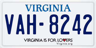 VA license plate VAH8242