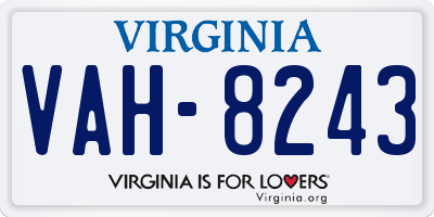 VA license plate VAH8243