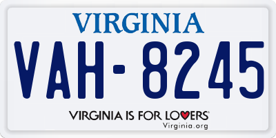 VA license plate VAH8245