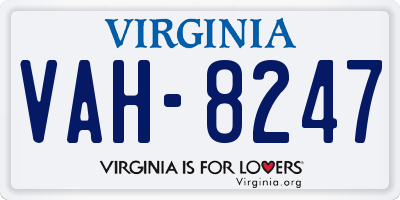 VA license plate VAH8247