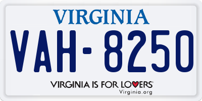 VA license plate VAH8250