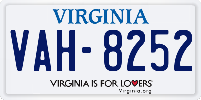 VA license plate VAH8252