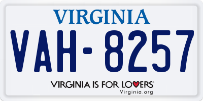 VA license plate VAH8257