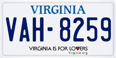 VA license plate VAH8259