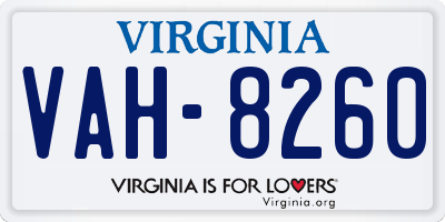 VA license plate VAH8260
