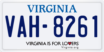 VA license plate VAH8261