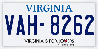 VA license plate VAH8262