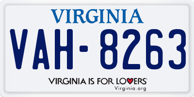 VA license plate VAH8263