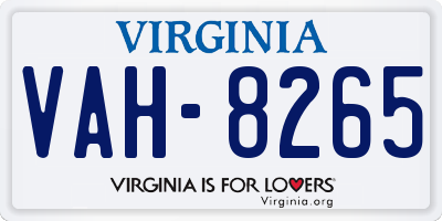 VA license plate VAH8265