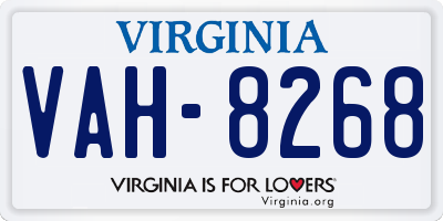 VA license plate VAH8268