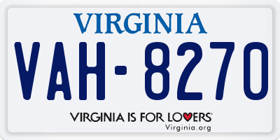 VA license plate VAH8270