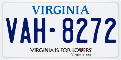 VA license plate VAH8272