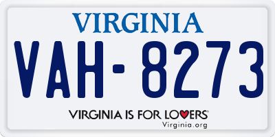 VA license plate VAH8273