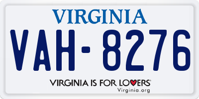 VA license plate VAH8276