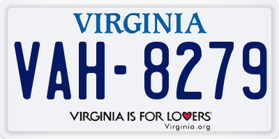VA license plate VAH8279