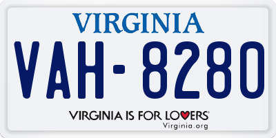 VA license plate VAH8280