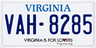 VA license plate VAH8285