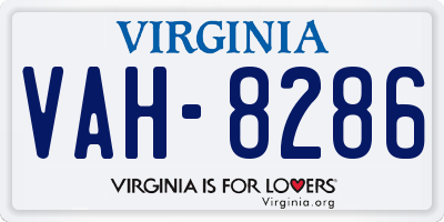 VA license plate VAH8286