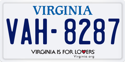 VA license plate VAH8287