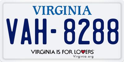 VA license plate VAH8288