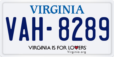 VA license plate VAH8289