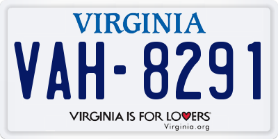 VA license plate VAH8291