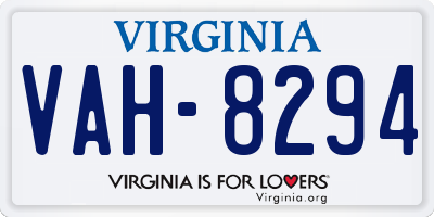 VA license plate VAH8294