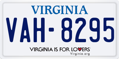 VA license plate VAH8295