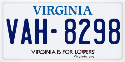 VA license plate VAH8298
