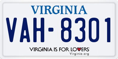 VA license plate VAH8301