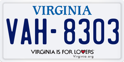 VA license plate VAH8303