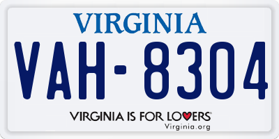 VA license plate VAH8304