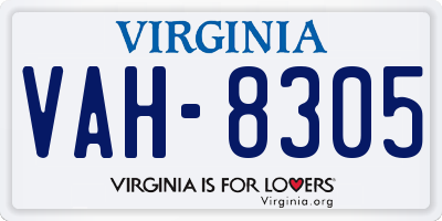 VA license plate VAH8305
