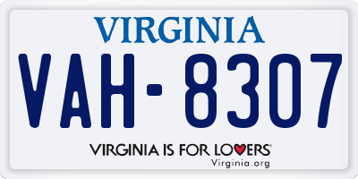VA license plate VAH8307