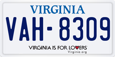 VA license plate VAH8309