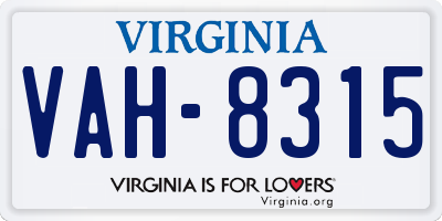 VA license plate VAH8315