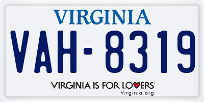 VA license plate VAH8319