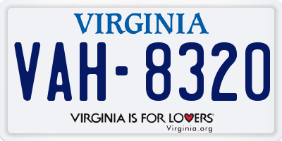 VA license plate VAH8320