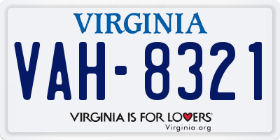 VA license plate VAH8321